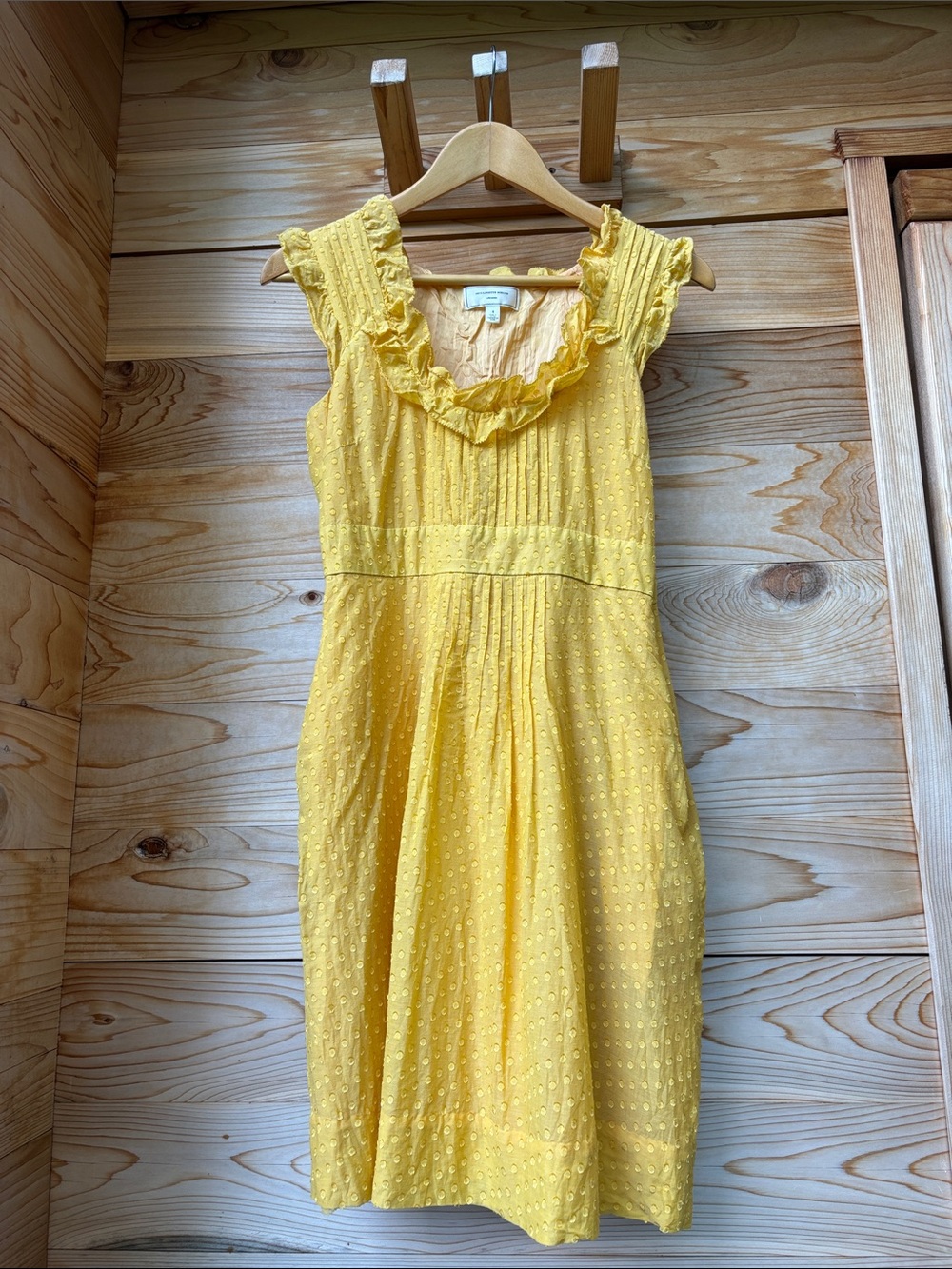 Anthropologie Moulinette Soeurs Yellow Swiss Dot Cottagecore Dress Size 4 - Picture 3 of 11